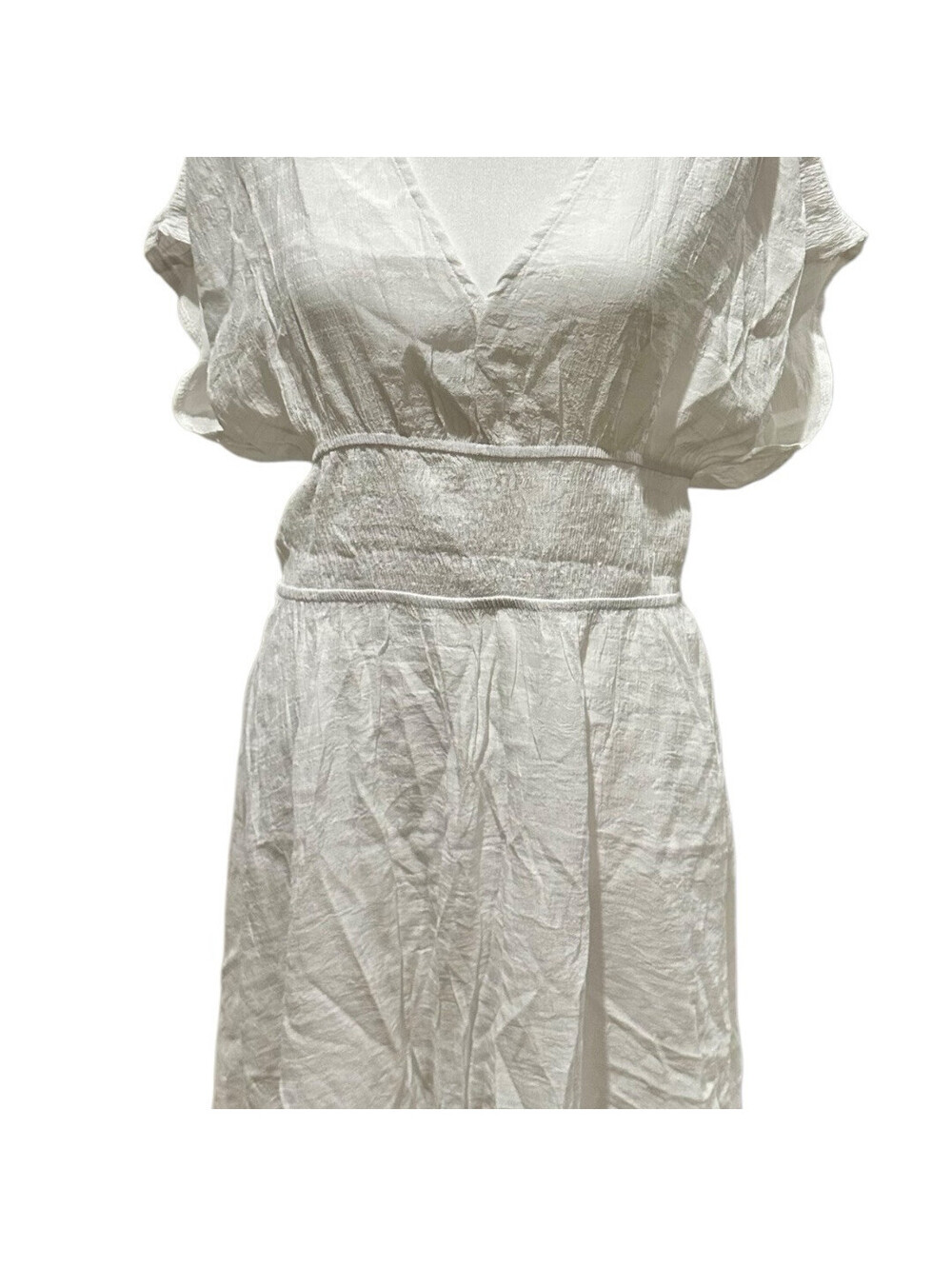 NWT Cupshe White Dolman Sleeve Smocked Waist Cover-Up Dress Large - Picture 4 of 14